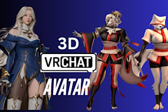 model 3d realistic humanoid or sculpture furry anime nsfw sfw avatar for vrchat