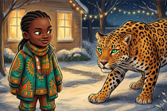 design handdrawn childrens story book illustrations african american