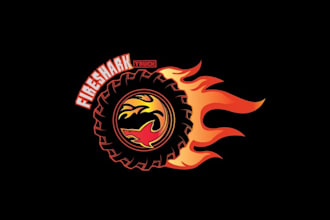 make amazing fire shark truck logo