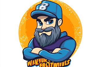 design caricature mascot logo, modern cartoon character, cartoon portrait