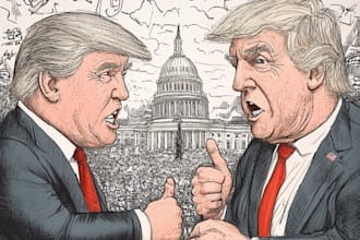 create a political or satirical cartoon