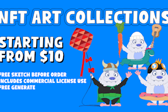 create nfts art in pudgy cartoon style or doodles for ordinals, rarible, opensea