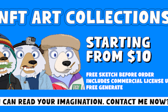 create nfts art in cartoon style for ordinals, rarible, opensea