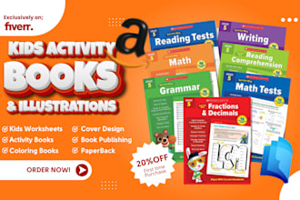 design kids and adult coloring book, activity interior page, cover design KDP