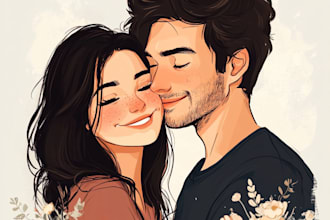 draw couple portrait illustration from your photo