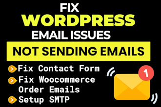 fix wordpress email issue, contact form issue, wp gmail smtp, woocommerce email