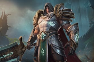 create a prime 2d 3d game character, fantasy game art concept with assets