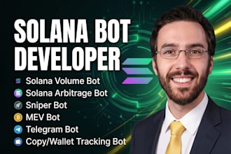 develop solana volume bot, solana arbitrage bot, solana trading bot