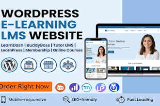 design lms wordpress website with learndash, buddyboss