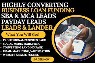 business funding loan leads mca leads payday loan leads via ads email marketing