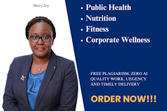 write on public health, nutrition, fitness and corporate wellness