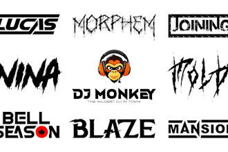 design your dj, rap, band hip hop logo in typography style