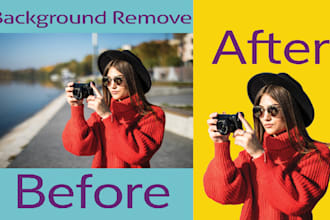 do professional bg remove, face retouching,  person remove