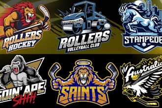 design professional sports logo including football, hockey, baseball, basketball