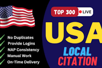 create 350 usa local business citation seo directory submission
