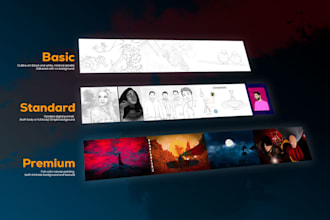custom digital art outline, portraits and vibrant landscapes