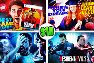 design custom and gaming youtube thumbnails in 8 hours