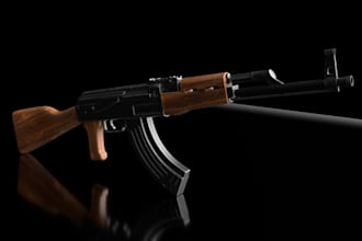 create 3d hard surface weapon for game,props model,pbr texture,lowpoly 3d print