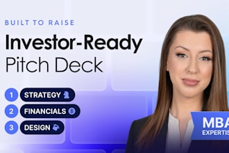 design investor pitch deck with content and financial plan for funding