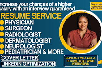 write medical resume, physician, surgeon, cover letter and medical residency cv