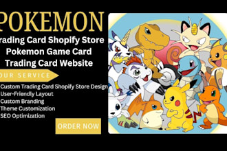 design 7 figure pokémon shopify store trading card store custom pokémon website
