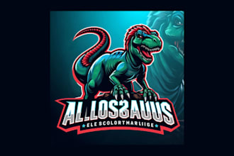 create allosaurus dinosaur mascot logo with unlimited revision