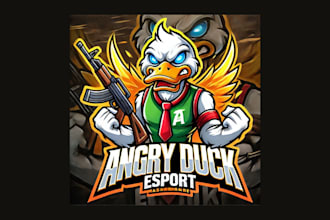 design unique angry duck mascot logo for you in just two days