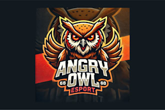 design modern angry owl mascot logo with express delivery