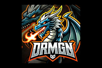 design unique dragon head mascot logo in just two days