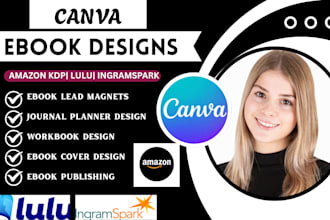do canva ebook design, pdf lead magnet, workbook, journal design for amazon KDP