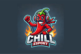design awesome chili esport mascot logo for your company