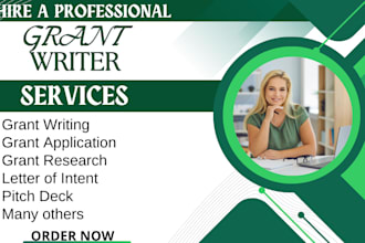 do grant research, application and write winning proposals for 501c3, businesses