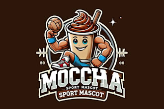 create mocha sport mascot logo for your business only 12 hours