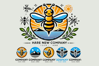 design super simple bee logo  with source file in 12 hours