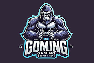 make gorilla gaming mascot logo design in 12 hours