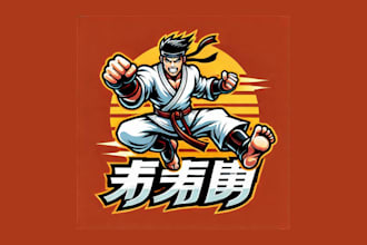 make unique karate martial mascot logo with my creativity