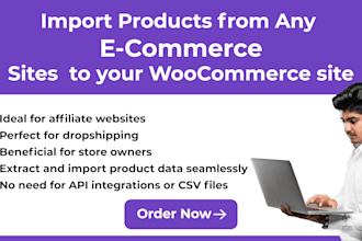 import products from any ecommerce sites  to woocommerce website