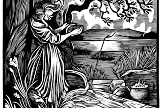 draw a custom portrait in linocut style