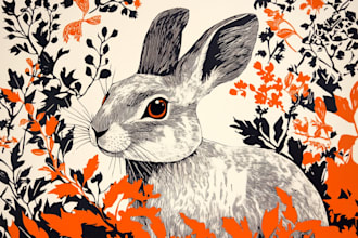 illustrate animal or botanical linocut based on your request