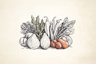 draw vintage line art logo icon botanical food illustration