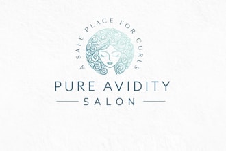 design hairstylist specializing in natural curly hair logo