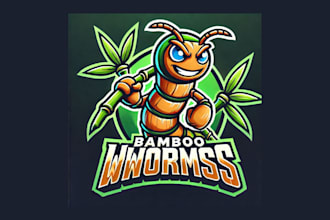 do amazing bamboo worms mascot logo with a new concept in two days
