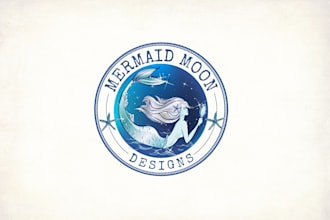 design mermaid moon lifestyle brand logo