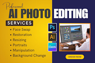do creative ai photo editing, background change, retouching and face swap