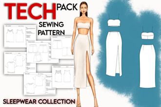 make technical clothing pattern design fashion sketch tech packs