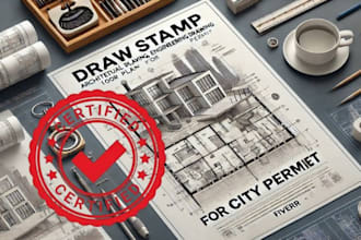 draw stamp architectural drawing floor plan engineering drawing for city permit