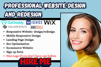design mobile responsive website on godaddy ionos  squarespace wix bandzoogle