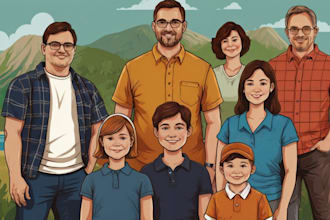 draw a vector art family portrait