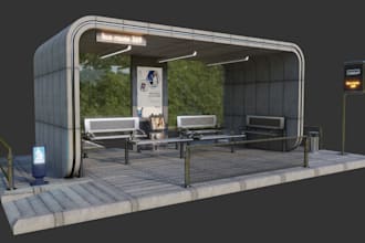 craft 3d bus stop design, exhibition stand, trade booth, kiosk , backdrop, stall