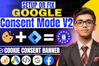 fix, setup cookie consent v2 banner, google ads consent mode v2 or ga4 with GTM